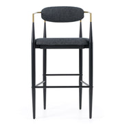 Buchtel - Mid-Century Modern Dark Grey + Gold Arm + Black Bar Chair