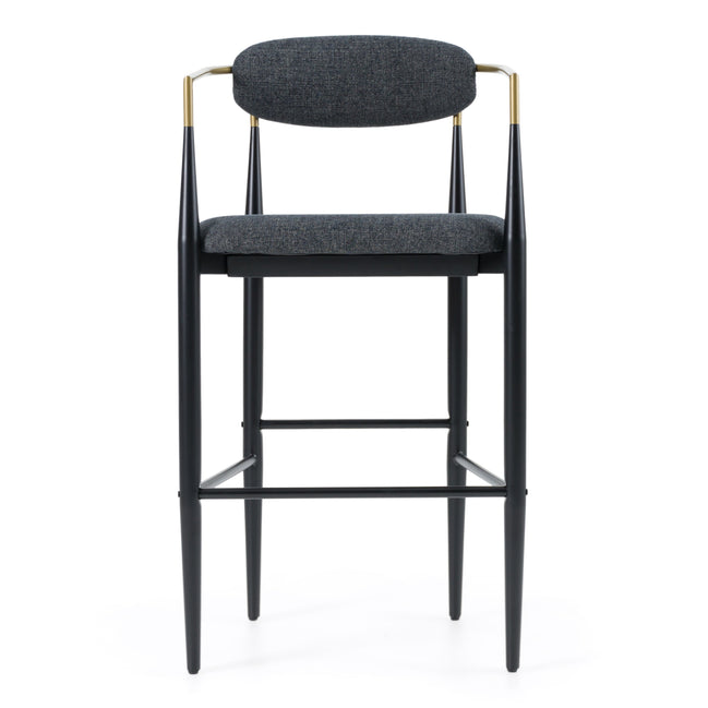 Buchtel - Mid-Century Modern Dark Grey + Gold Arm + Black Bar Chair