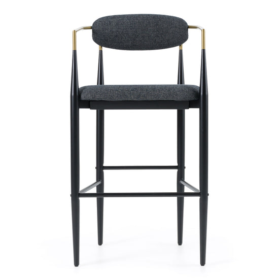 Buchtel - Mid-Century Modern Dark Grey + Gold Arm + Black Bar Chair