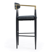 Buchtel - Mid-Century Modern Dark Grey + Gold Arm + Black Bar Chair - image 2