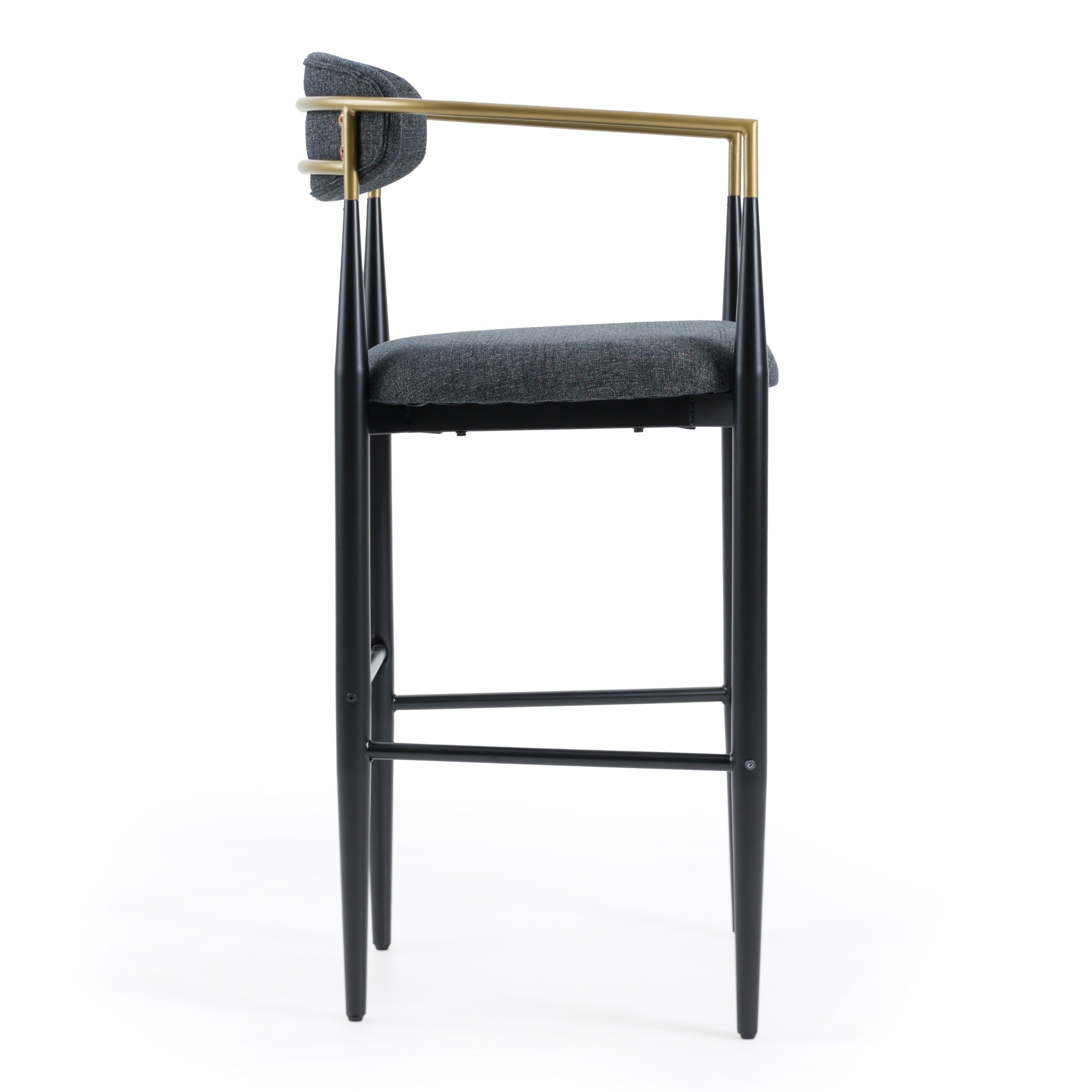 Buchtel - Mid-Century Modern Dark Grey + Gold Arm + Black Bar Chair - image 2