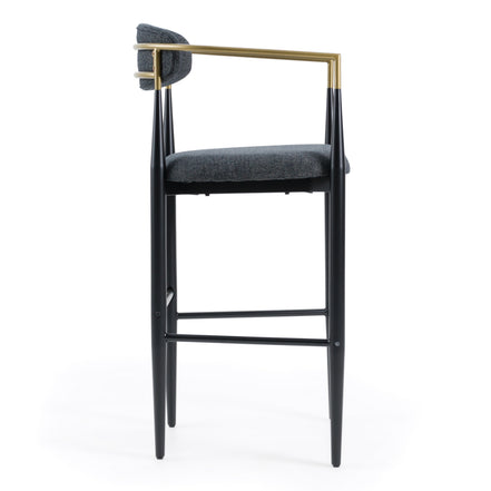 Buchtel - Mid-Century Modern Dark Grey + Gold Arm + Black Bar Chair - image 2