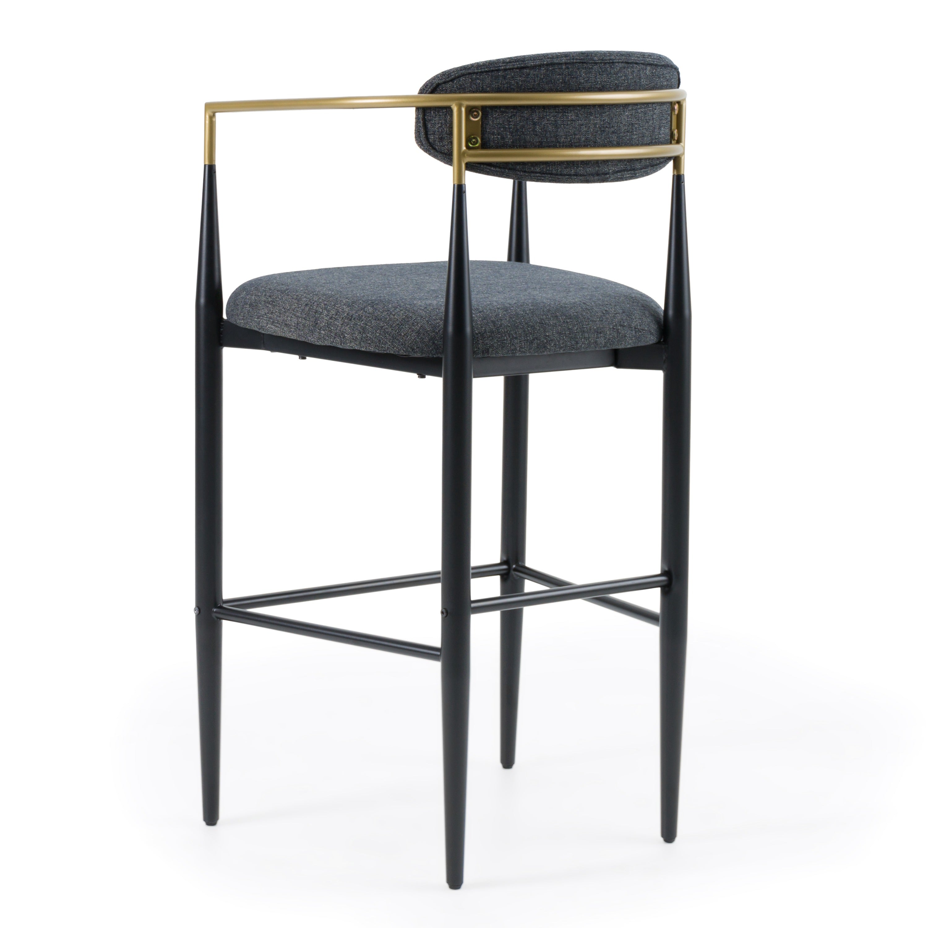 Buchtel - Mid-Century Modern Dark Grey + Gold Arm + Black Bar Chair - image 4