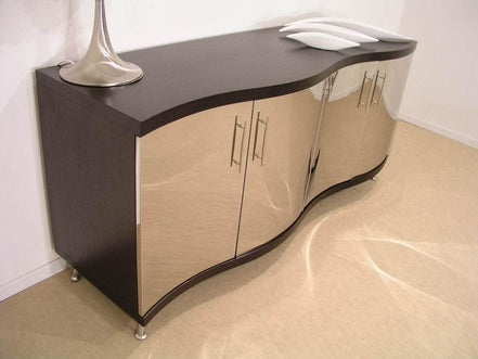 Waves Collection Modern Glass w/Chrome Stainless Steel Dining Table - image 2