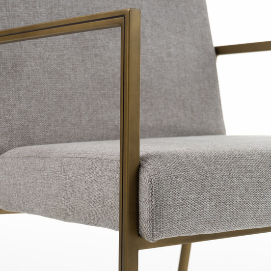 Burnham - Modern Light Grey & Brass Arm Dining Chair