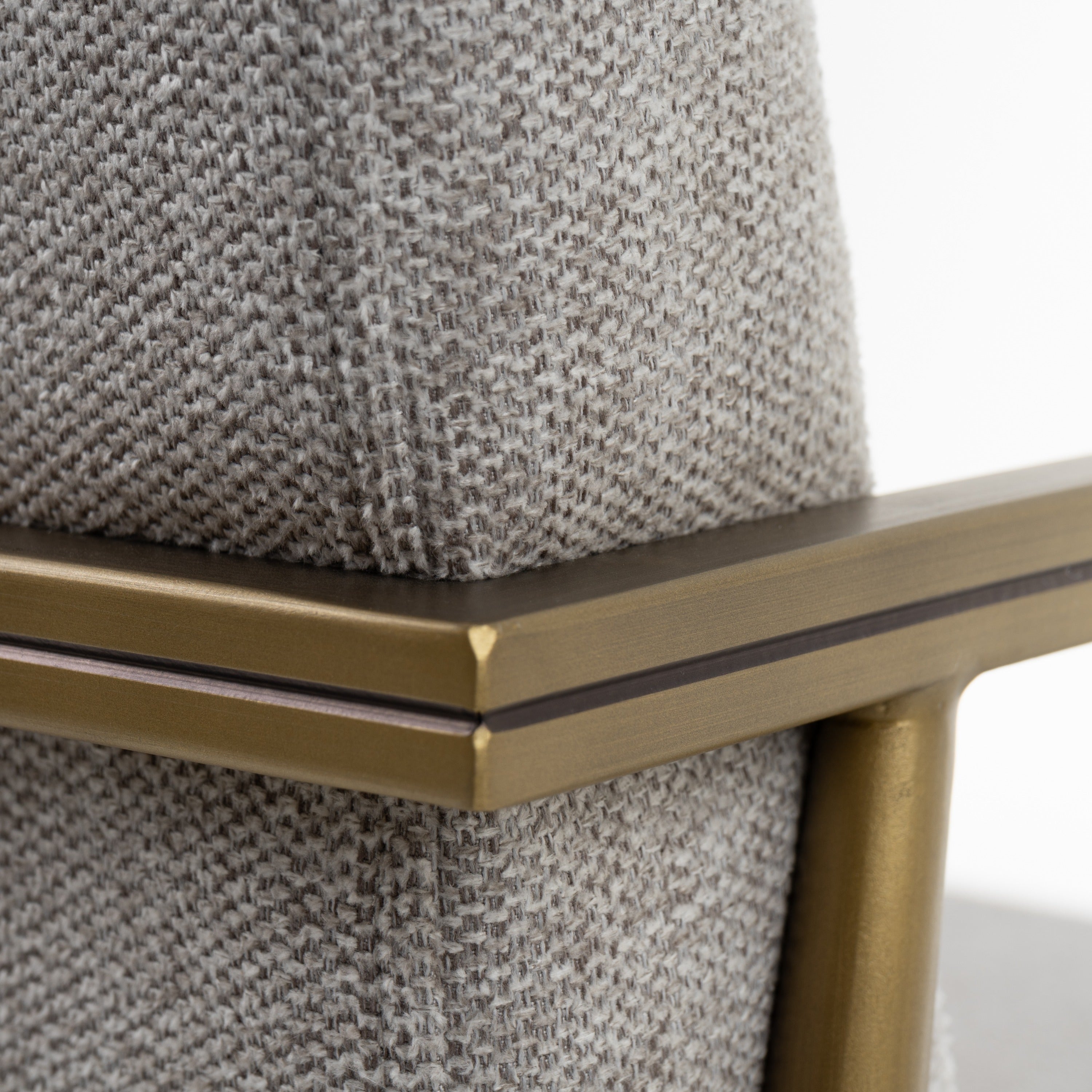 Burnham - Modern Light Grey & Brass Arm Dining Chair - image 3