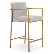 Burnham- Contemporary Light Grey Fabric + Brass Counter Stool - image 2