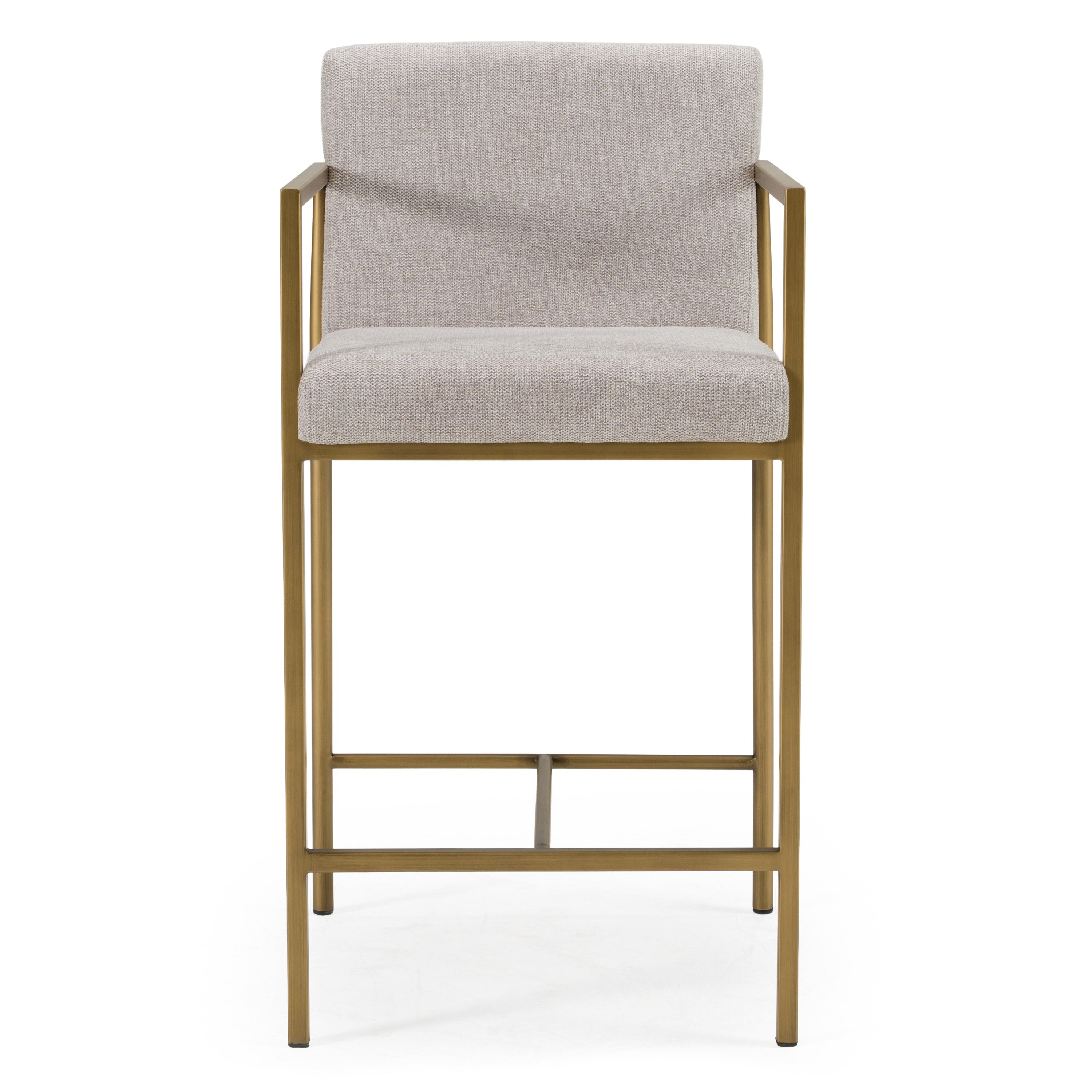 Burnham- Contemporary Light Grey Fabric + Brass Counter Stool - image 3