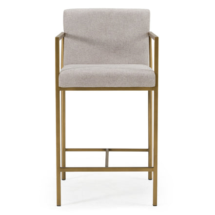 Burnham- Contemporary Light Grey Fabric + Brass Counter Stool - image 3