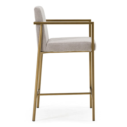 Burnham- Contemporary Light Grey Fabric + Brass Counter Stool - image 4
