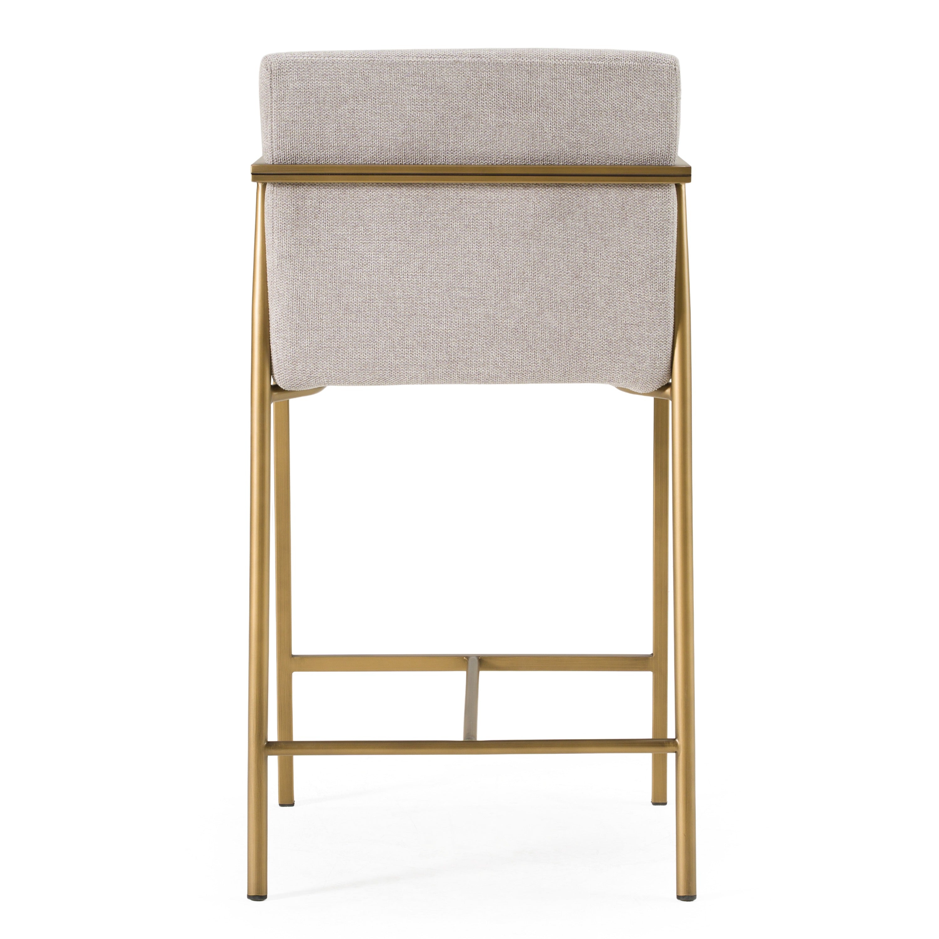 Burnham- Contemporary Light Grey Fabric + Brass Counter Stool - image 5