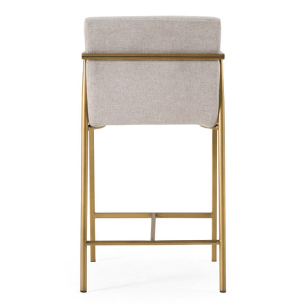 Burnham- Contemporary Light Grey Fabric + Brass Counter Stool - image 5