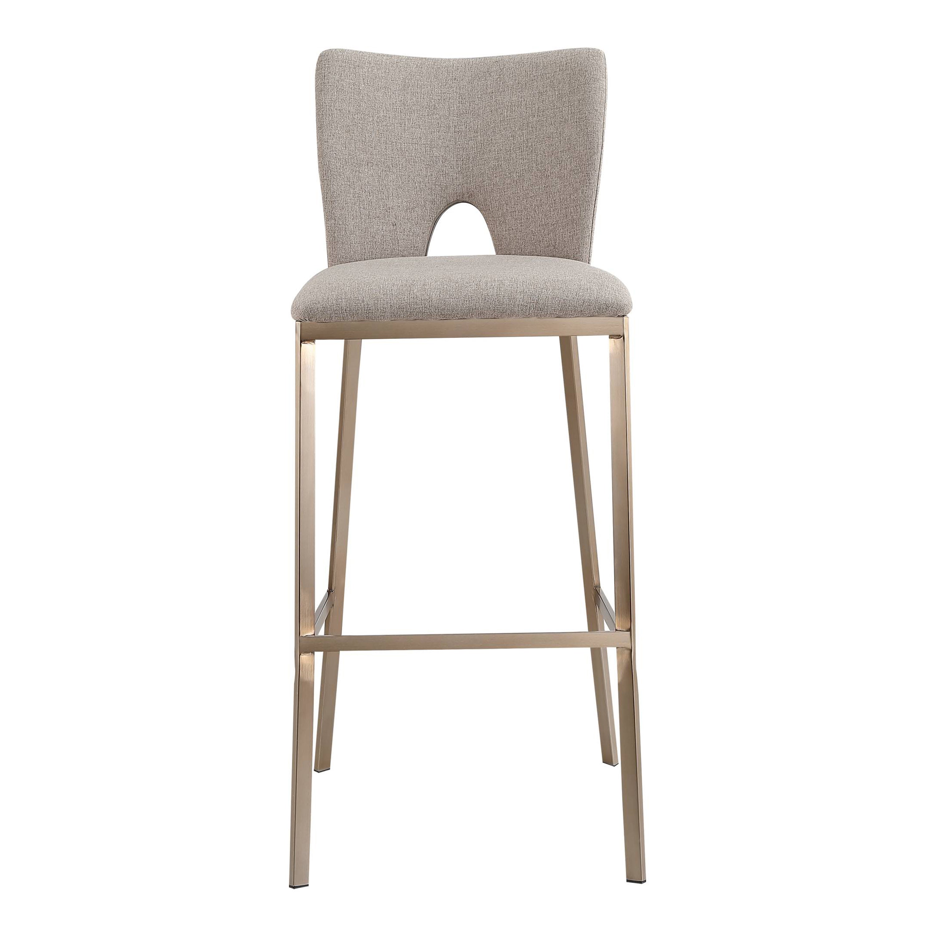 Burton - Glam Greige Fabric + Brass Bar Stool (Set of 2) - image 5