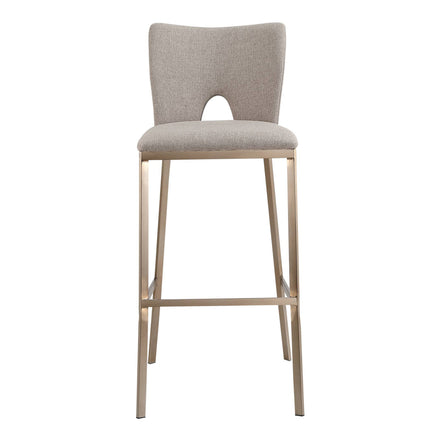 Burton - Glam Greige Fabric + Brass Bar Stool (Set of 2) - image 5