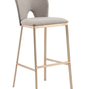 Burton - Glam Greige Fabric + Brass Bar Stool (Set of 2) - image 4