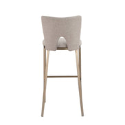 Burton - Glam Greige Fabric + Brass Bar Stool (Set of 2)