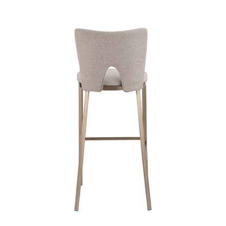 Burton - Glam Greige Fabric + Brass Bar Stool (Set of 2)