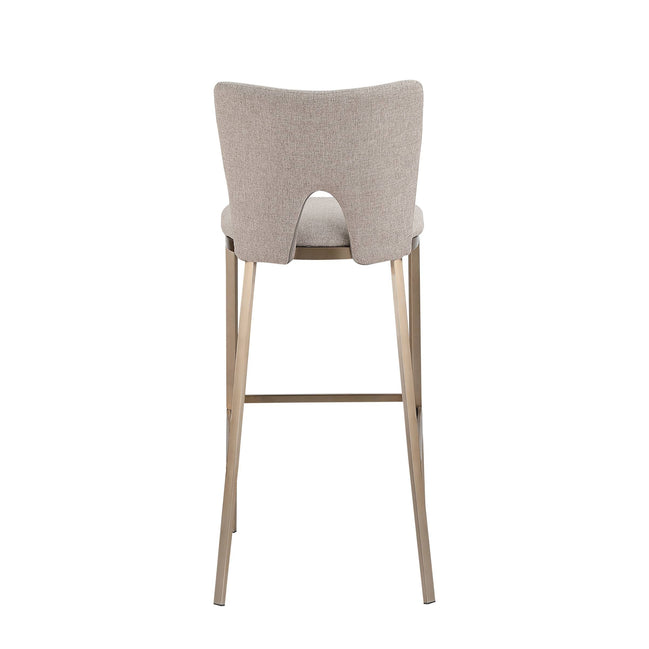 Burton - Glam Greige Fabric + Brass Bar Stool (Set of 2)