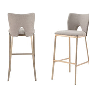 Burton - Glam Greige Fabric + Brass Bar Stool (Set of 2) - image 3
