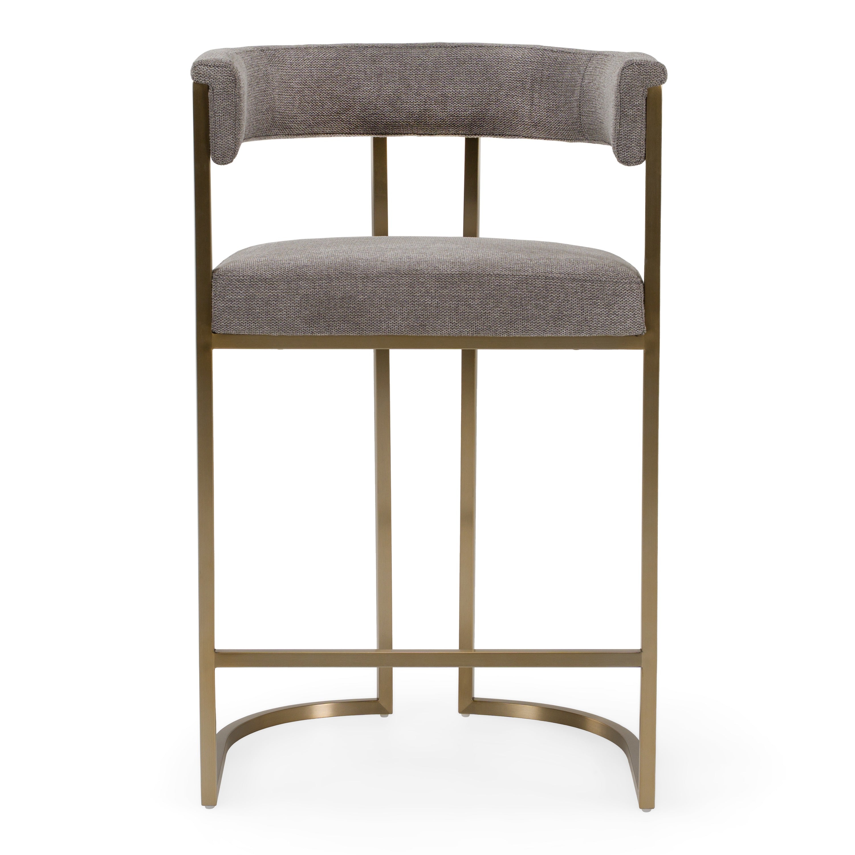 Byron - Modern Grey Fabric + Antique Brass Counter Chair - image 4