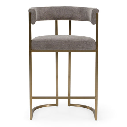 Byron - Modern Grey Fabric + Antique Brass Counter Chair - image 4