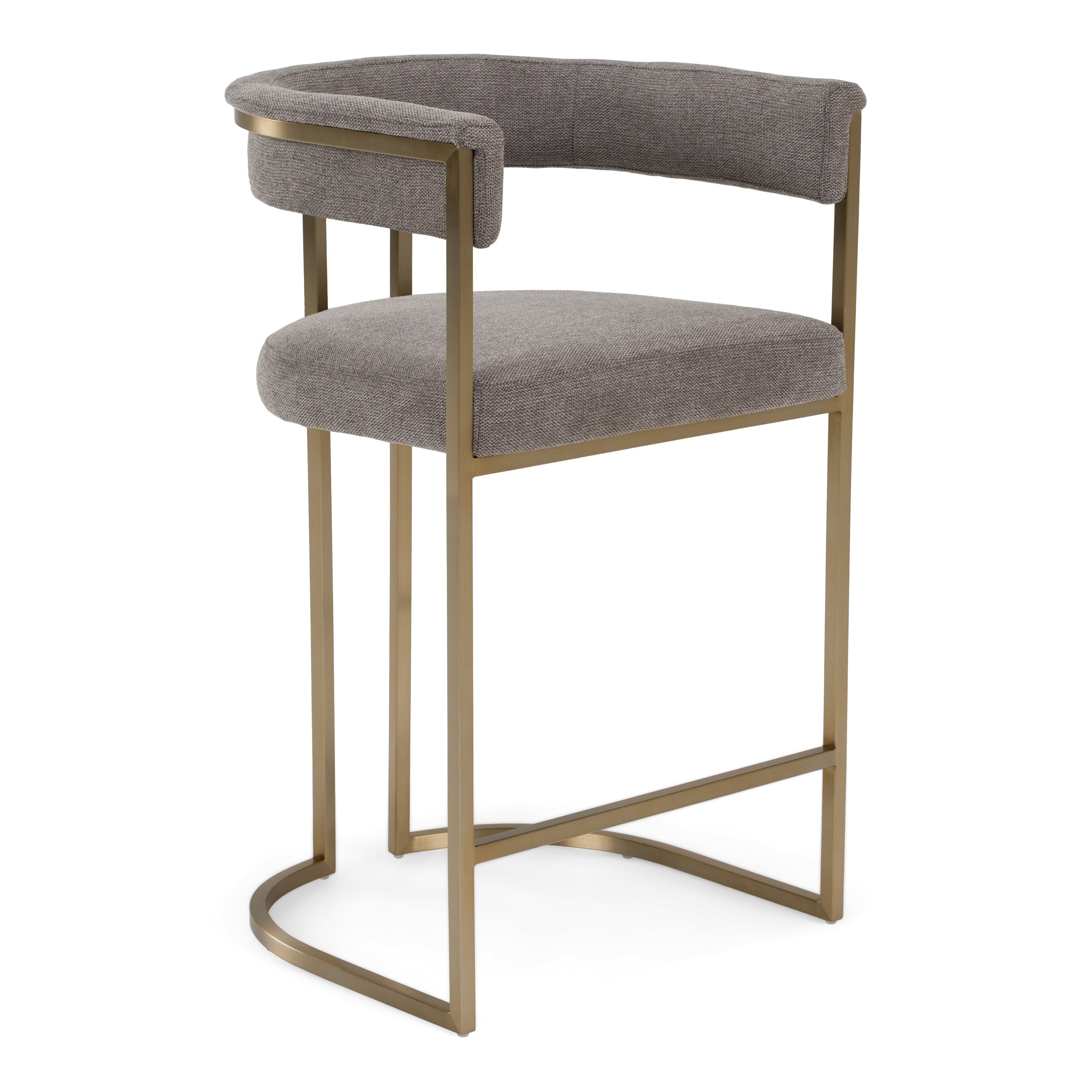 Byron - Modern Grey Fabric + Antique Brass Counter Chair - image 5
