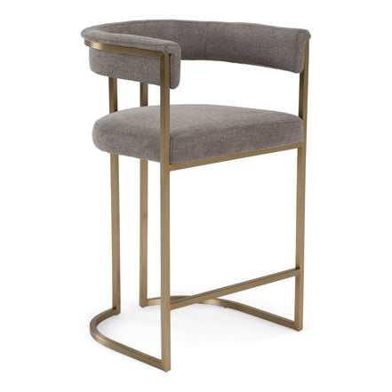 Byron - Modern Grey Fabric + Antique Brass Counter Chair - image 5
