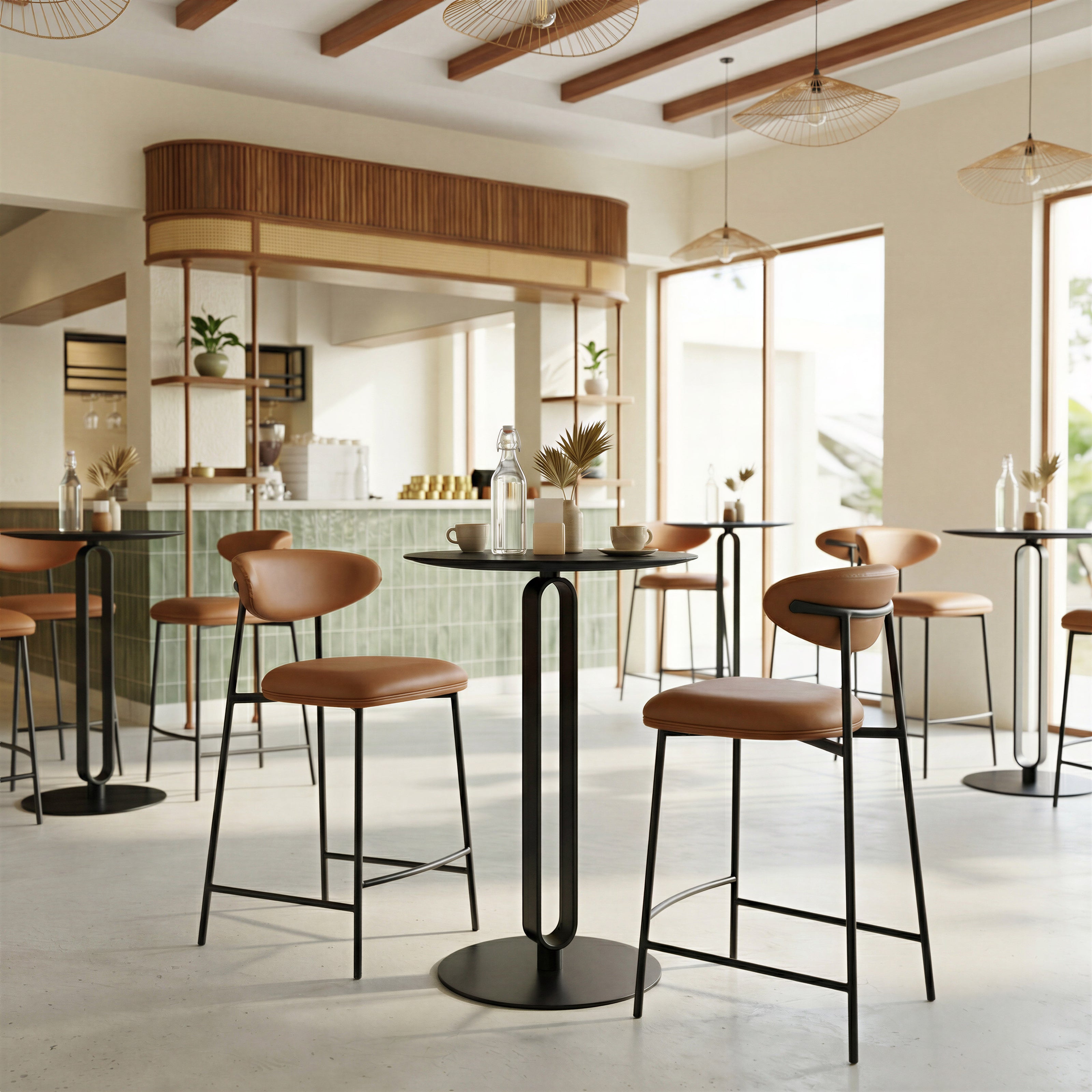 Rorun Counter Stool (Set of 2) Brown