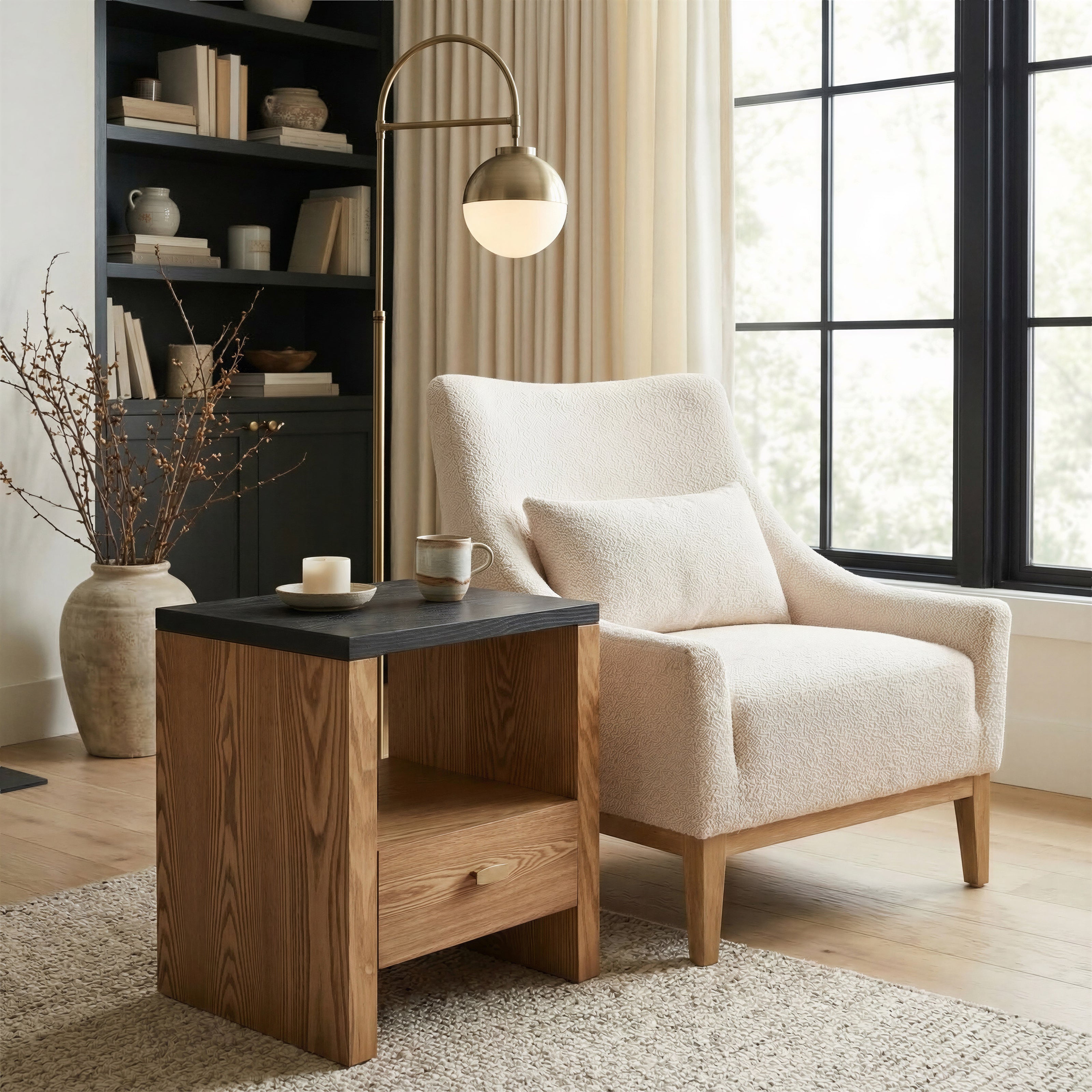 Waterloo Floor Lamp White & Bronze
