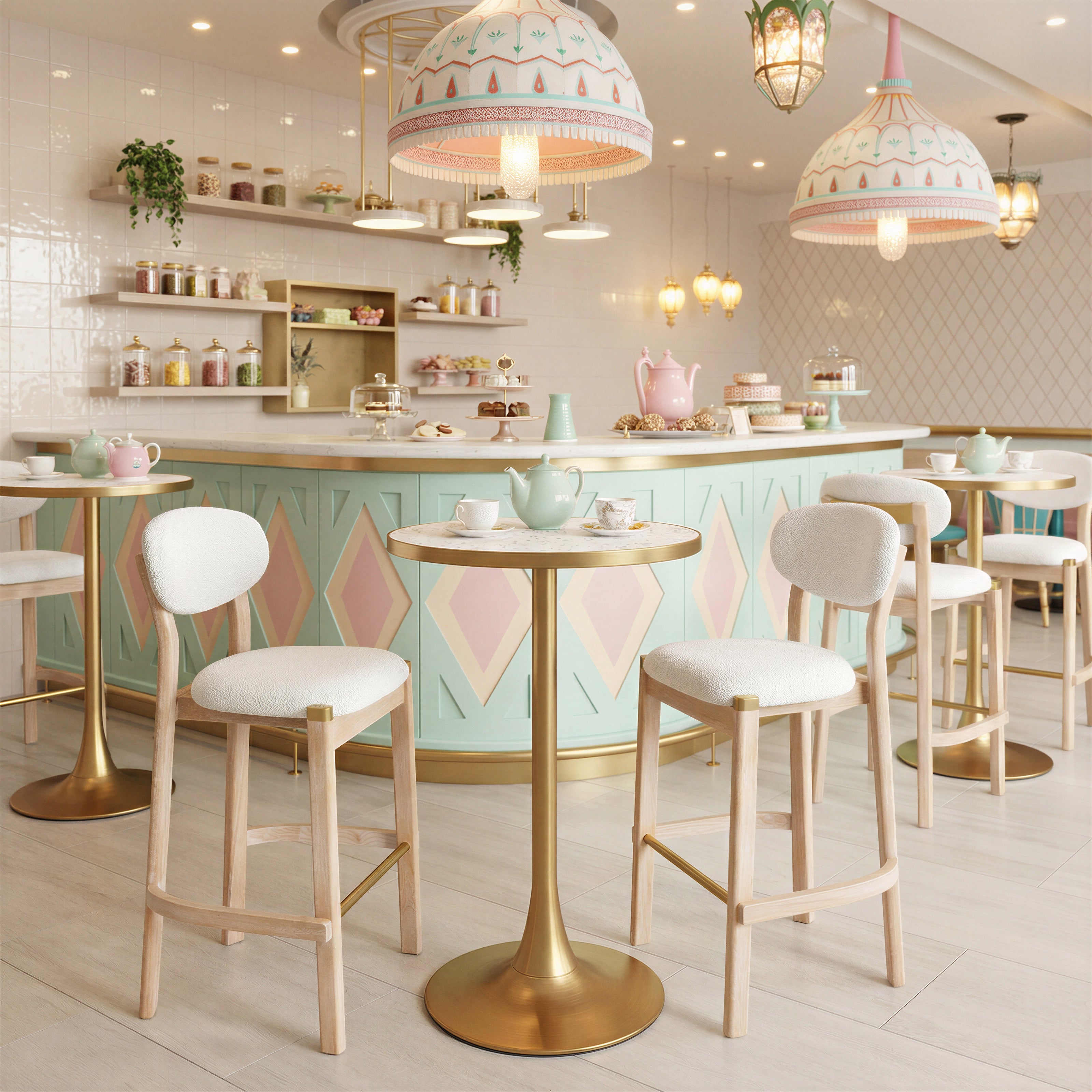 Bite Bar Table Beige & Gold