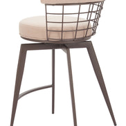 Saku Swivel Counter Stool Beige & Brown