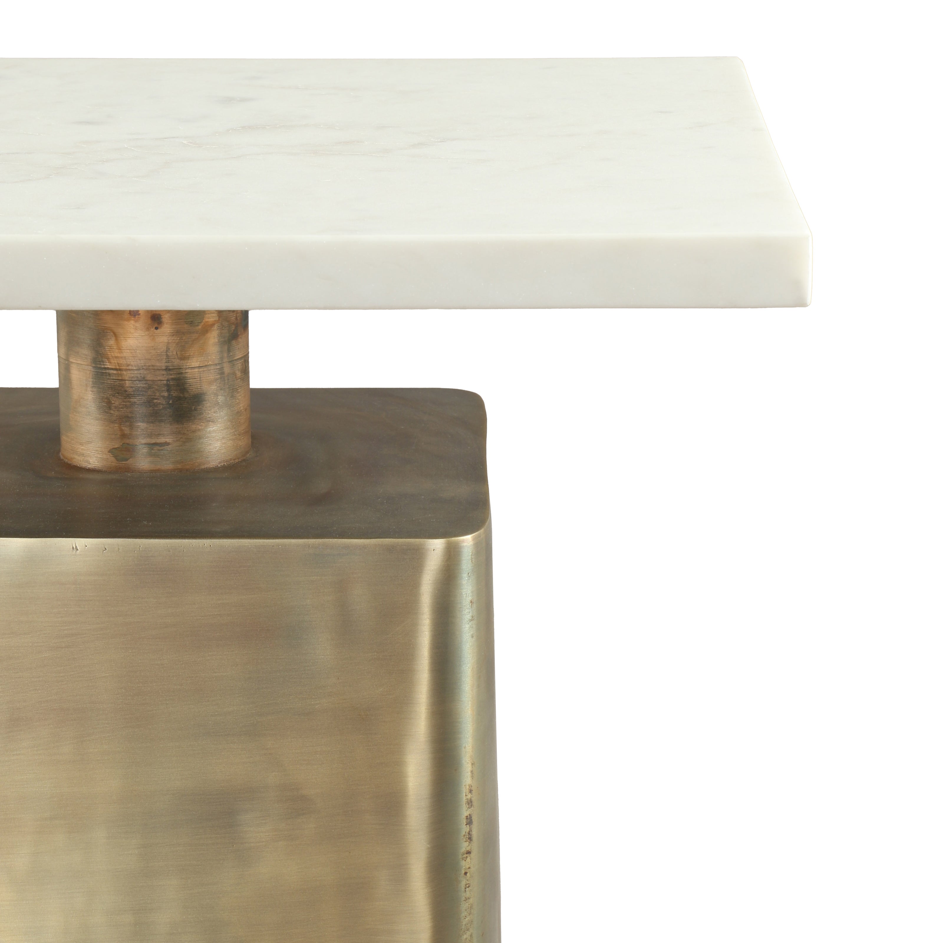 Nyra Side Table White & Brass