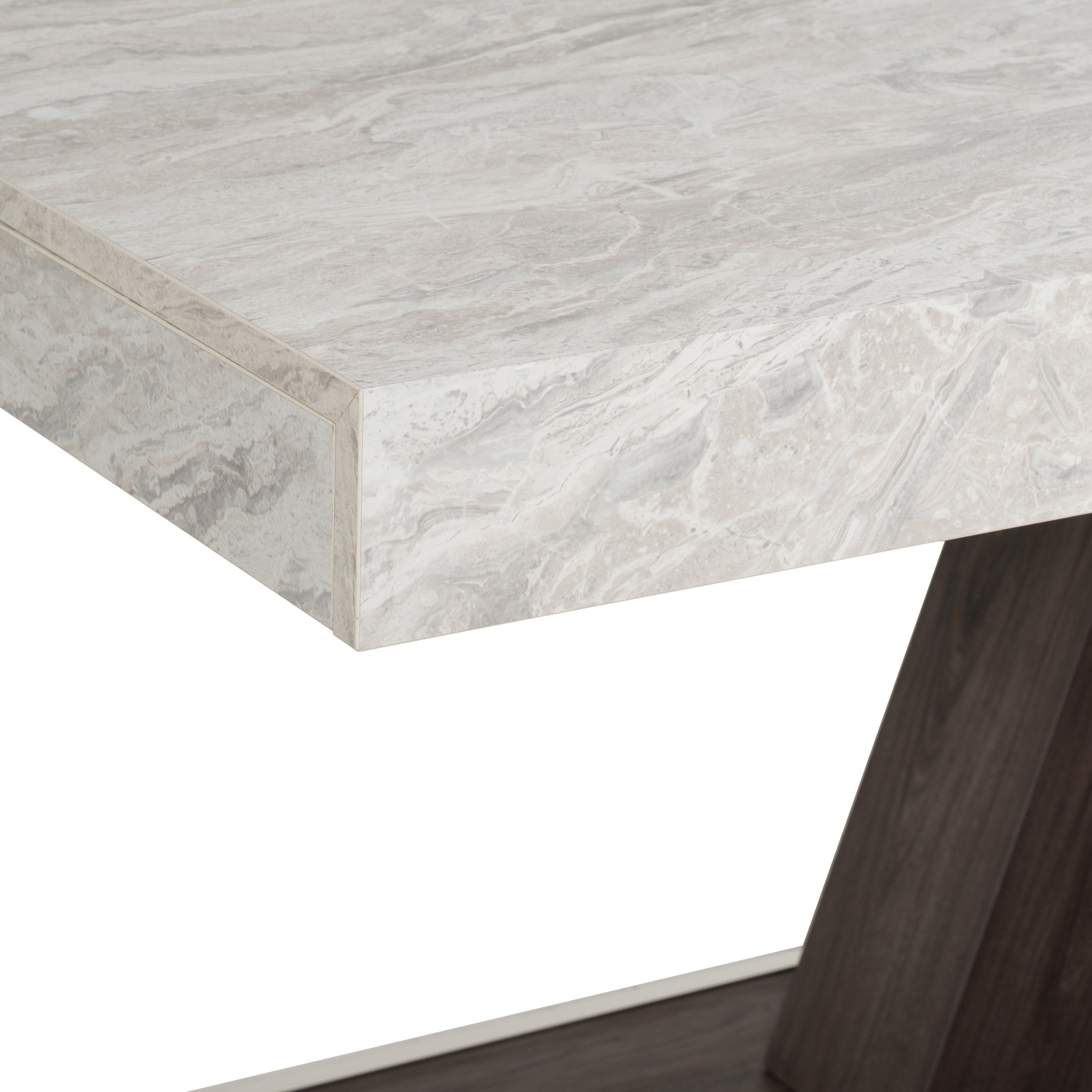 Cairo - Italian Modern Faux Marble & Pecan Elm Extendable Dining Table - image 4