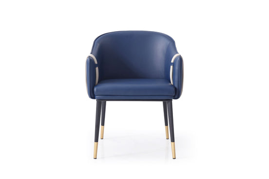 Calderon - Blue & Beige Vegan Leather Dining Chair