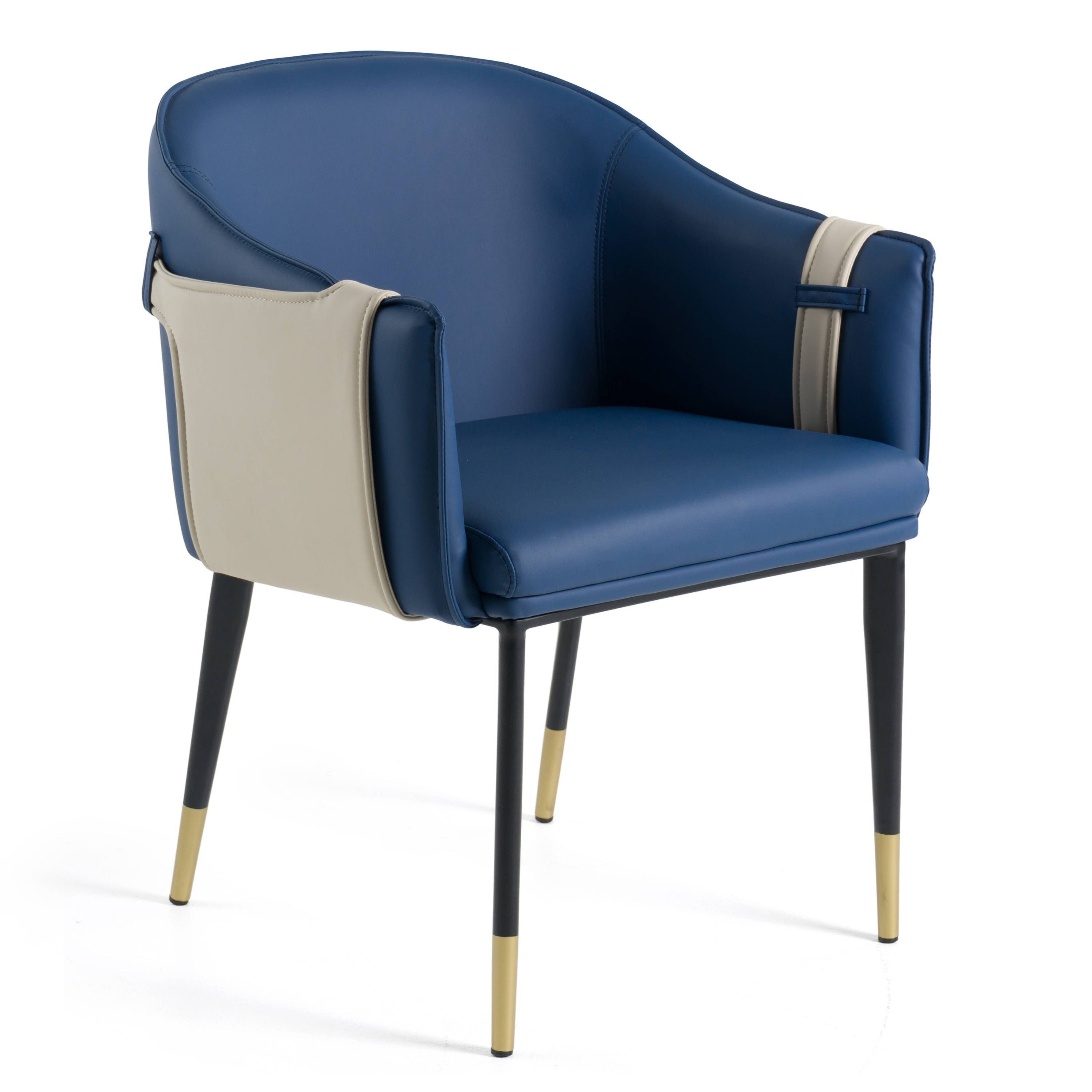 Calderon - Blue & Beige Vegan Leather Dining Chair - image 2