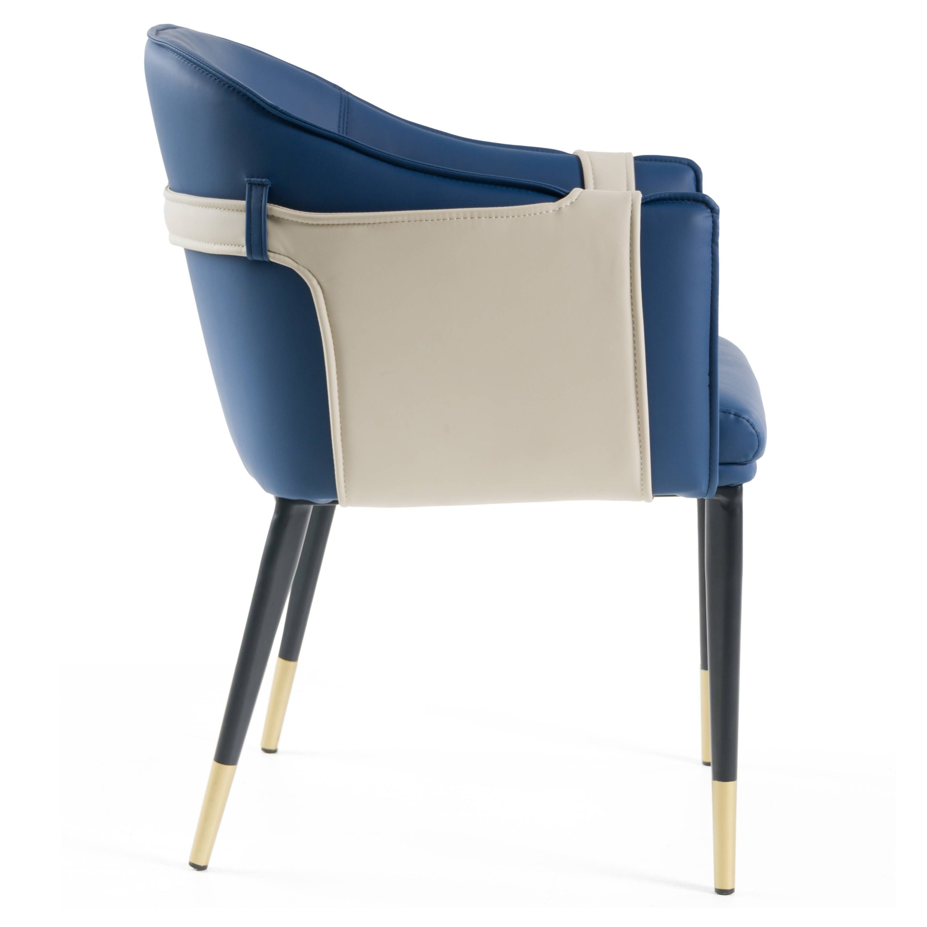 Calderon - Blue & Beige Vegan Leather Dining Chair - image 5
