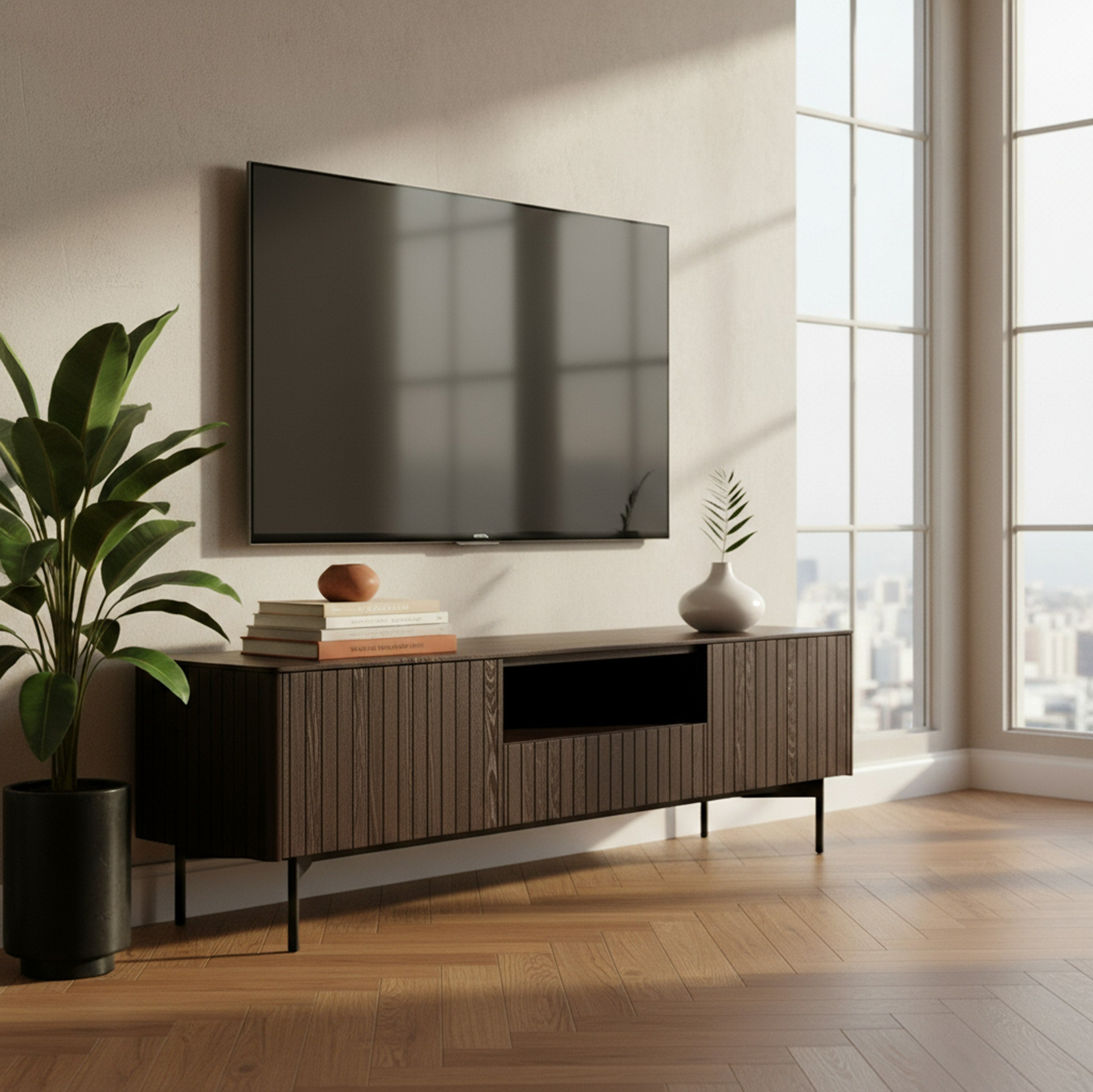 Calhoun - Modern Smoked Ash TV Stand - image 2