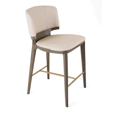 Calvary - Mid-Century Modern Beige Vegan Leather + Grey Ash Counter Chair - image 2