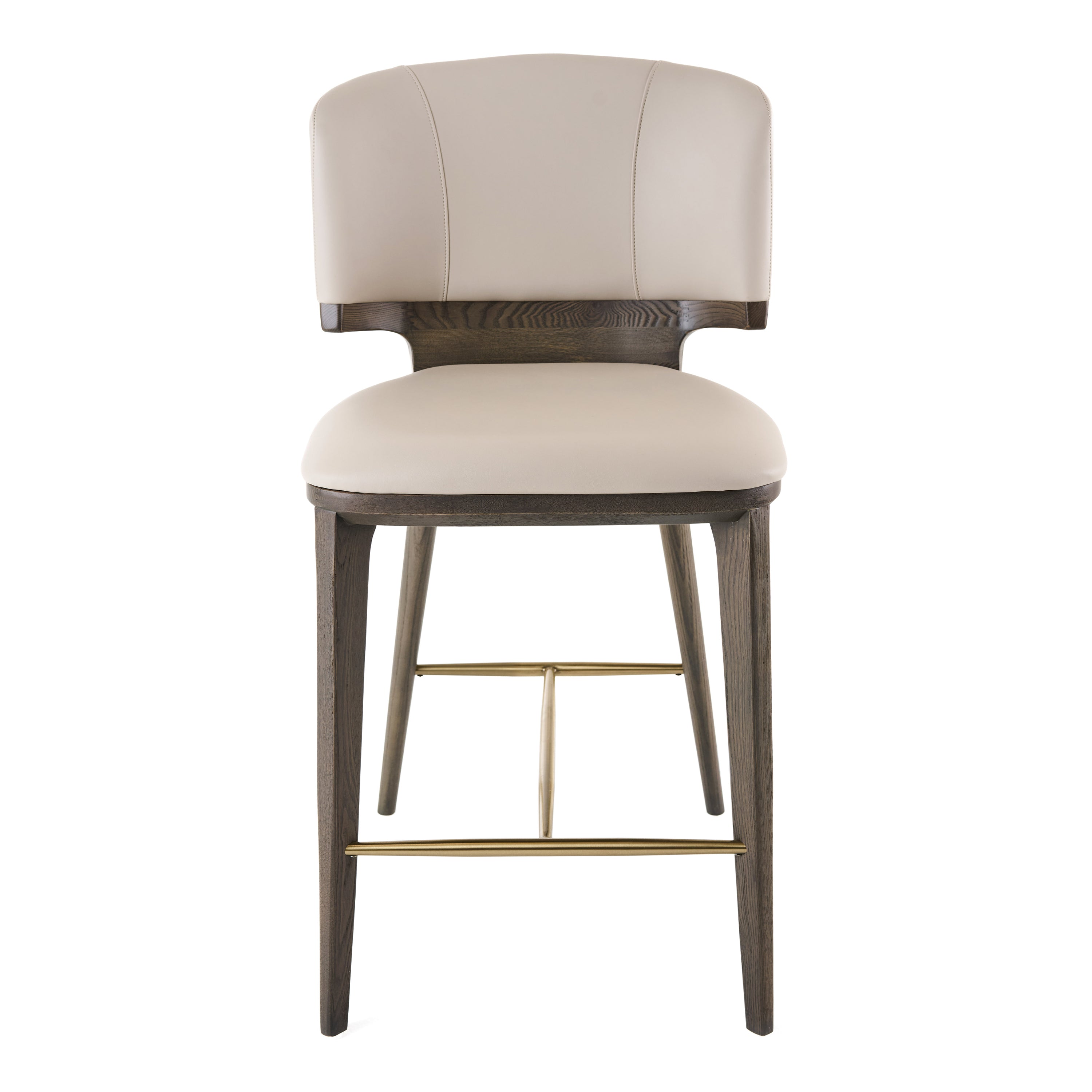 Calvary - Mid-Century Modern Beige Vegan Leather + Grey Ash Counter Chair - image 3