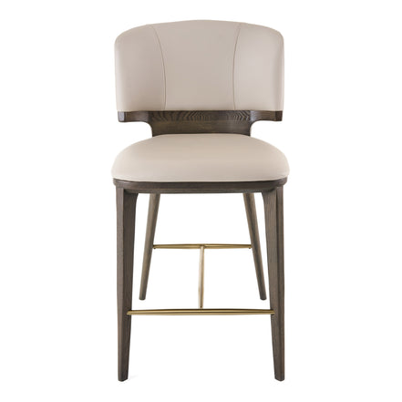 Calvary - Mid-Century Modern Beige Vegan Leather + Grey Ash Counter Chair - image 3