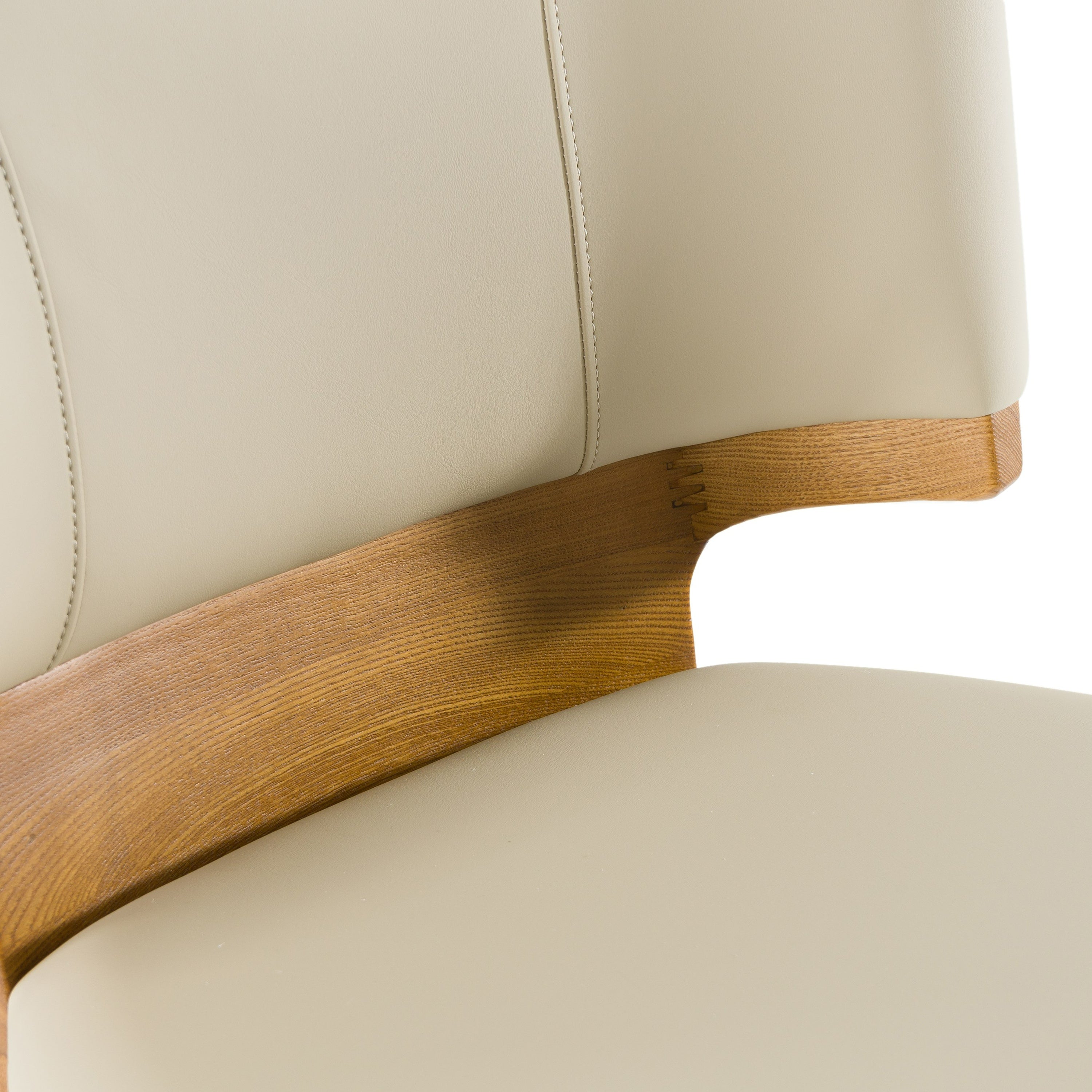 Calvary - Mid-Century Modern Beige Vegan Leather + Walnut Counter Chair - image 4