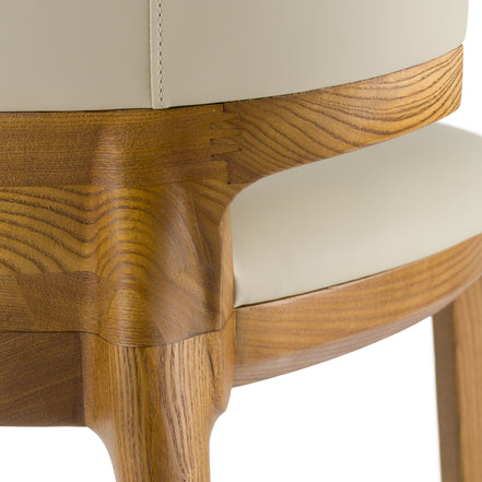 Calvary - Mid-Century Modern Beige Vegan Leather + Walnut Counter Chair - image 5