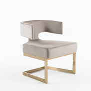 Calvo Modern Off-White Velvet & Brass Dining Chair