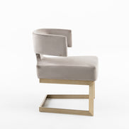 Calvo Modern Off-White Velvet & Brass Dining Chair - image 2