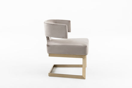 Calvo Modern Off-White Velvet & Brass Dining Chair - image 2
