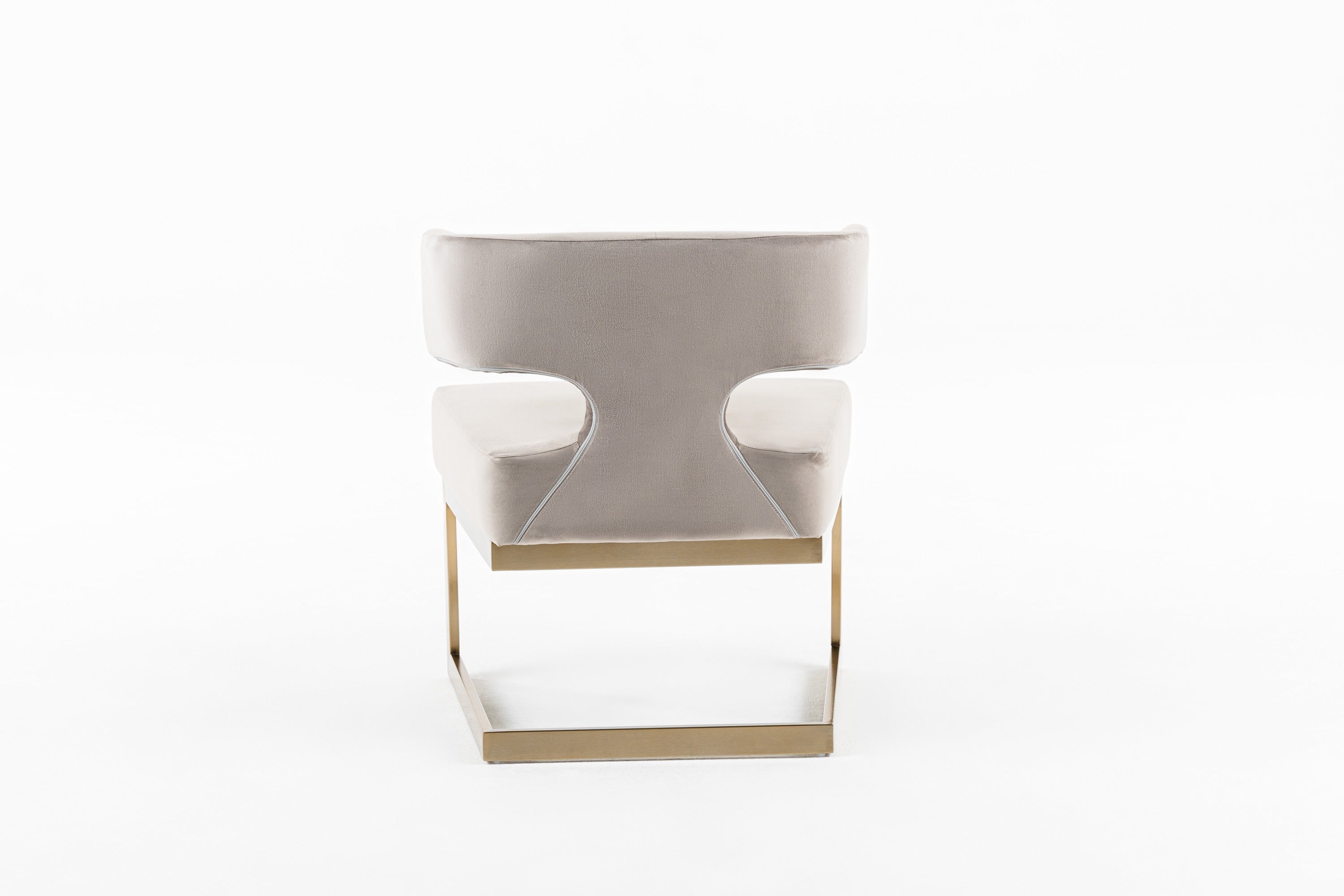 Calvo Modern Off-White Velvet & Brass Dining Chair - image 3