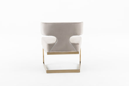 Calvo Modern Off-White Velvet & Brass Dining Chair - image 3