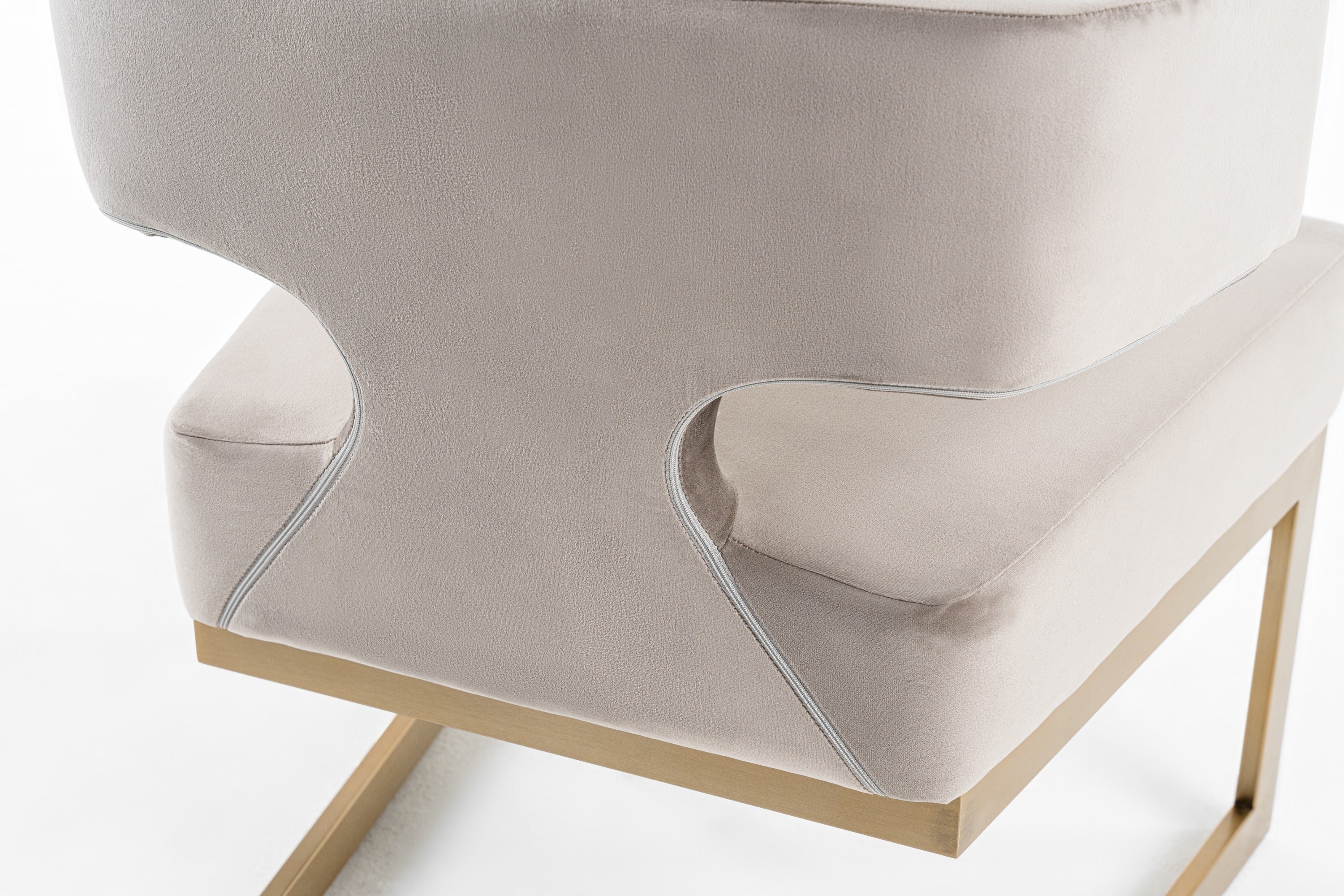 Calvo Modern Off-White Velvet & Brass Dining Chair - image 4