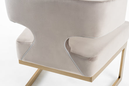 Calvo Modern Off-White Velvet & Brass Dining Chair - image 4
