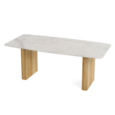 Cambridge White Marble & Mango Rectangular Dining Table - image 2
